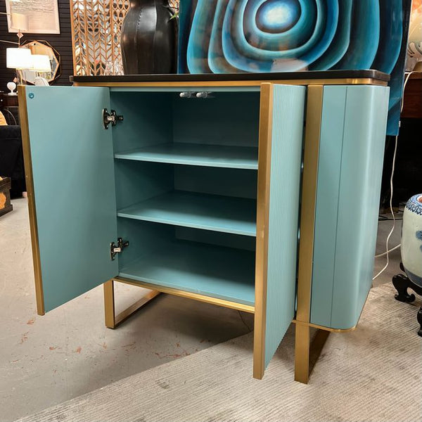 Mayfair Modern 2-Dr Cabinet W/Gold Metal Frame 39x18x36