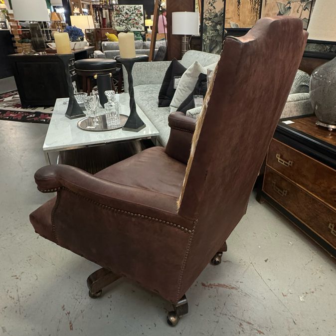 Adobe Interiors Bowie Axis Deer Full Grain Leather Office Chair 27x26x45