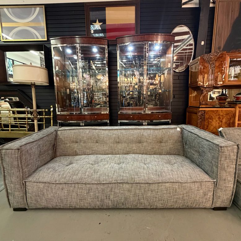 Classic Home Element Charcoal Sofa W/Boucle Weave Fabric 100x40x30