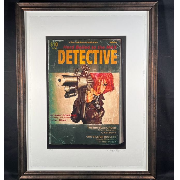S/N Framed Detective Magazine Cover Art 28X33