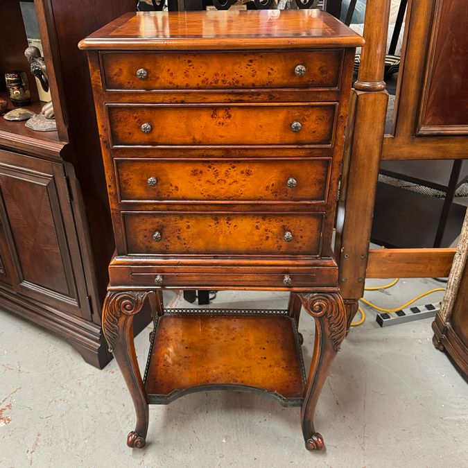 Vintage Theodore Alexander Military Campaign Chest Burl/Mahagony/Brass/Leather