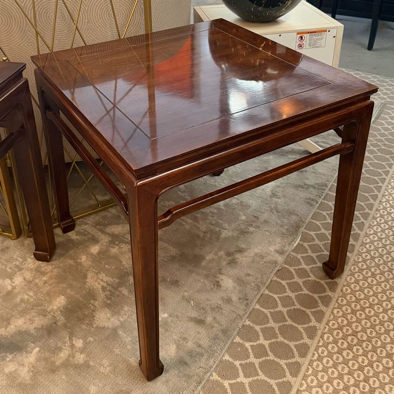 Henredon Ming-Style Walnut Side Table 26x26x25
