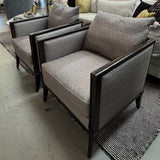 PAIR Vanguard Wood Framed Gray Upholstered Accent Chairs 28.5x32x34