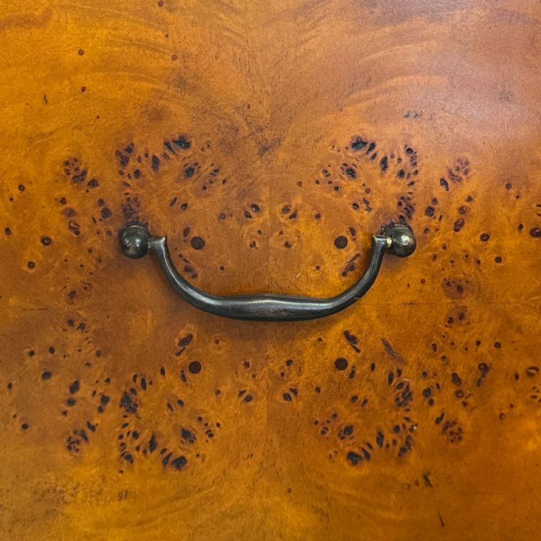 Vintage Theodore Alexander Military Campaign Chest Burl/Mahagony/Brass/Leather