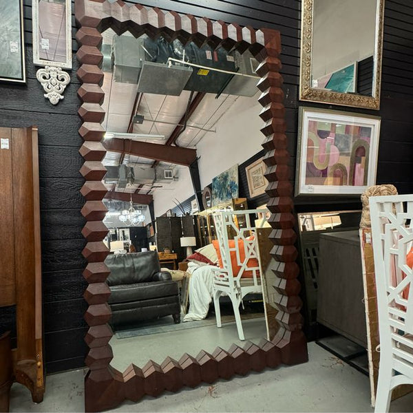 3-D Diamond Sculpted Solid Wood Floor Mirror 97.5"H x 60"W