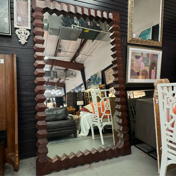 3-D Diamond Sculpted Solid Wood Floor Mirror 97.5"H x 60"W
