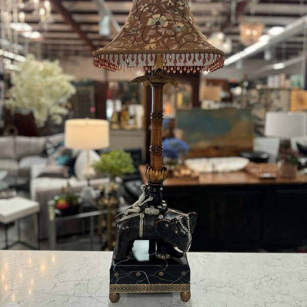 Raymond Waites Elephant & Rider Table Lamp 31"H