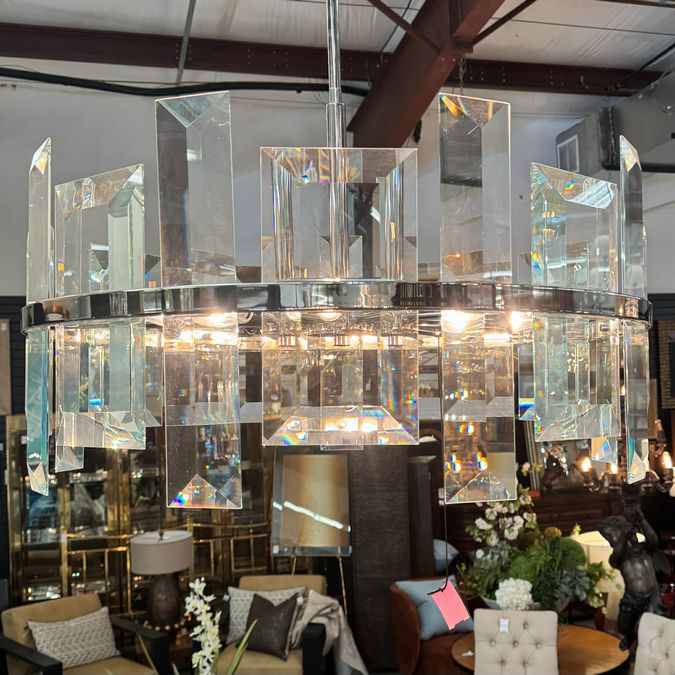 Frederick Raymond Odette 9-Lt Polished Nickel Chandelier 30x30x19.25