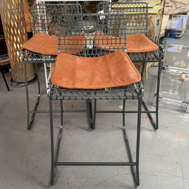 SET/3 Crate & Barrel Tig Counter Bar Stools 17x18x35 (25" seat)