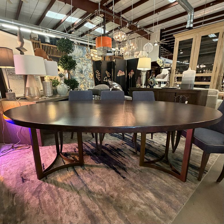 Arhaus Oval Recycled Hammered Metal Table W/Vertex Base 72"x42"x30"H