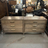PAIR Layla Grace Chloe Satin Mink 3-Drw Nightstands 36x20x30