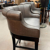PAIR Hillsdale Gray Faux Leather Swivel Bar Stools 24x21x41