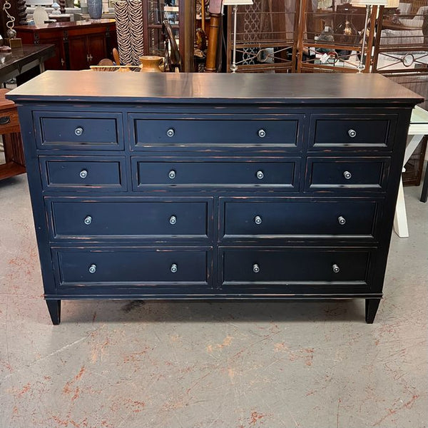 Ethan Allen Glover 10-Drw Dresser Distressed Black 60x19x42