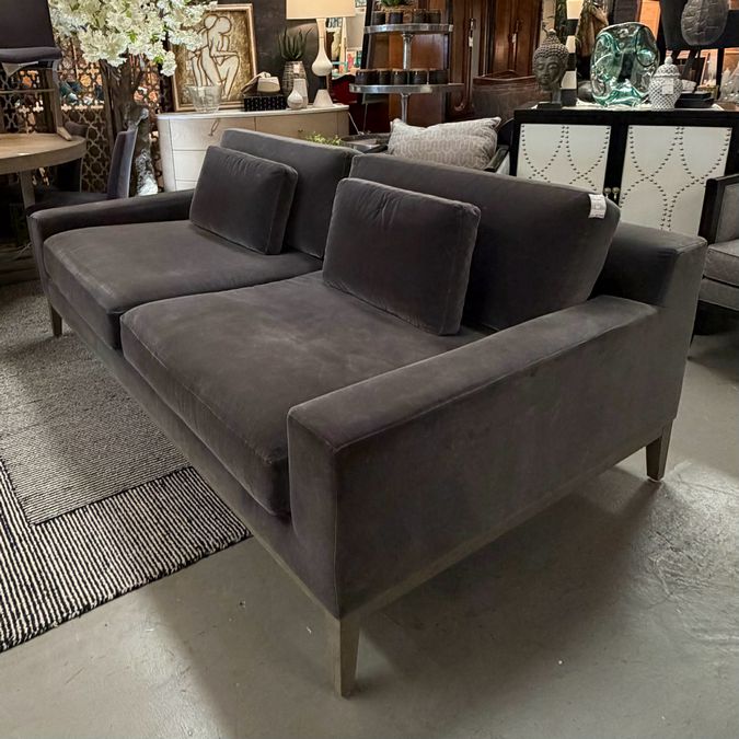 Restoration Hardware Italia Track Arm 2 Graphite Cushion Sofa 7'x45"D