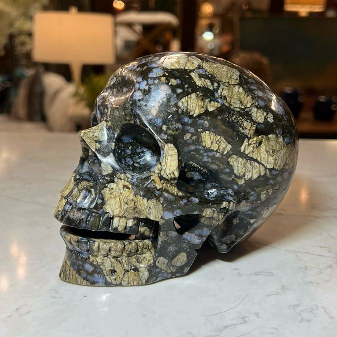 Lg Rhyolite Skull Sculpture 5"H