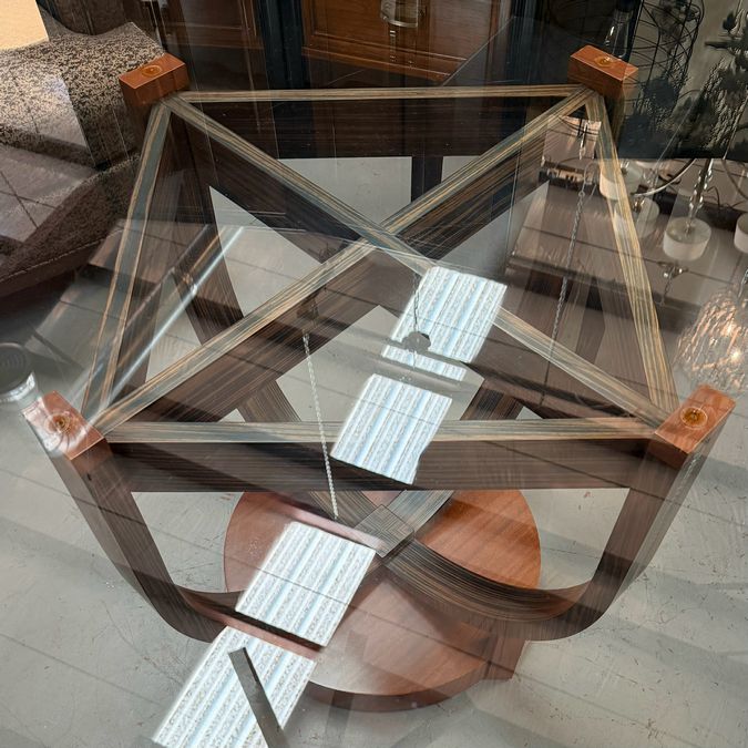 Vanguard Modern Wood Base/54" Glass Top Breakfast Table 30"H