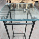 1980's Wrought Iron & Heavy Glass Top Stand 14x14x37 FINAL SALE