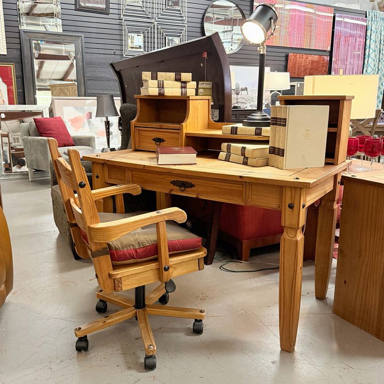 4-Pc Solid Pine Home Office Set LIKE NEW!