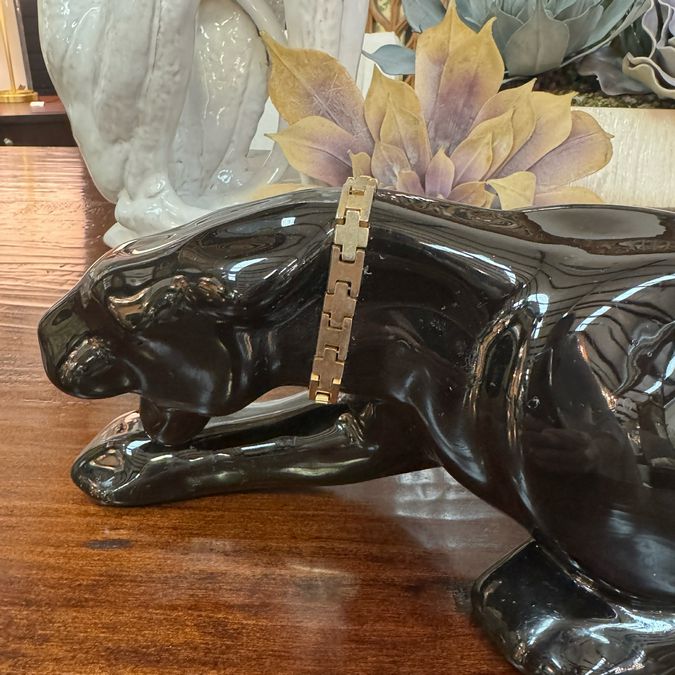 1950's MCM Black Ceramic Panther 23"L