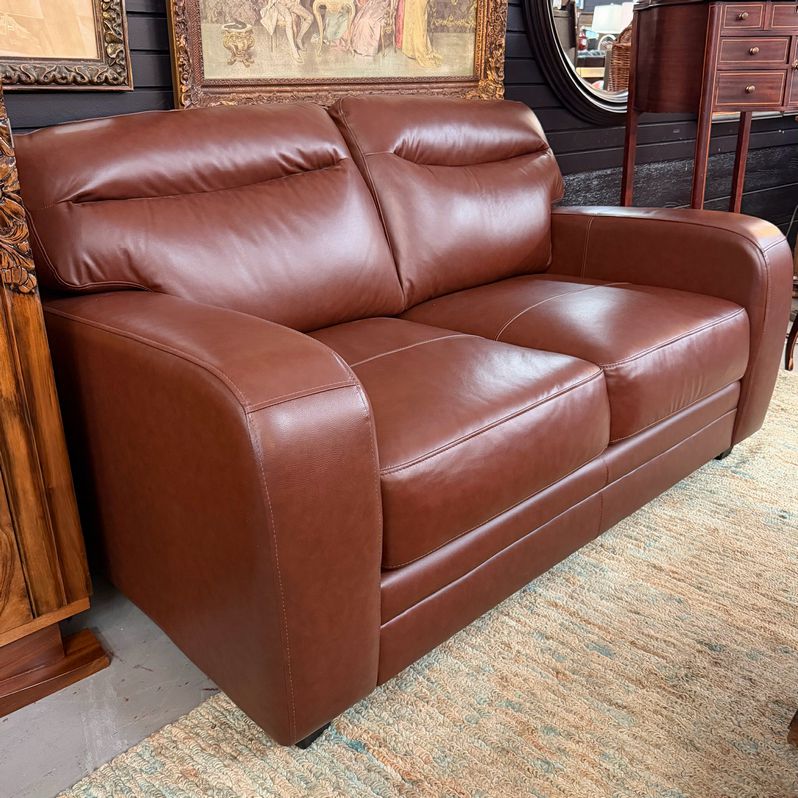 Diamond Sofa Company Camel Italian Touch Leather Love Seat