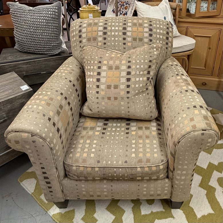 Havertys Sandy Taupe Squares Accent Chair 37x34x37
