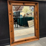 Rustic Wood Framed Mirror W/Stars 30x2.5x40  FINAL SALE