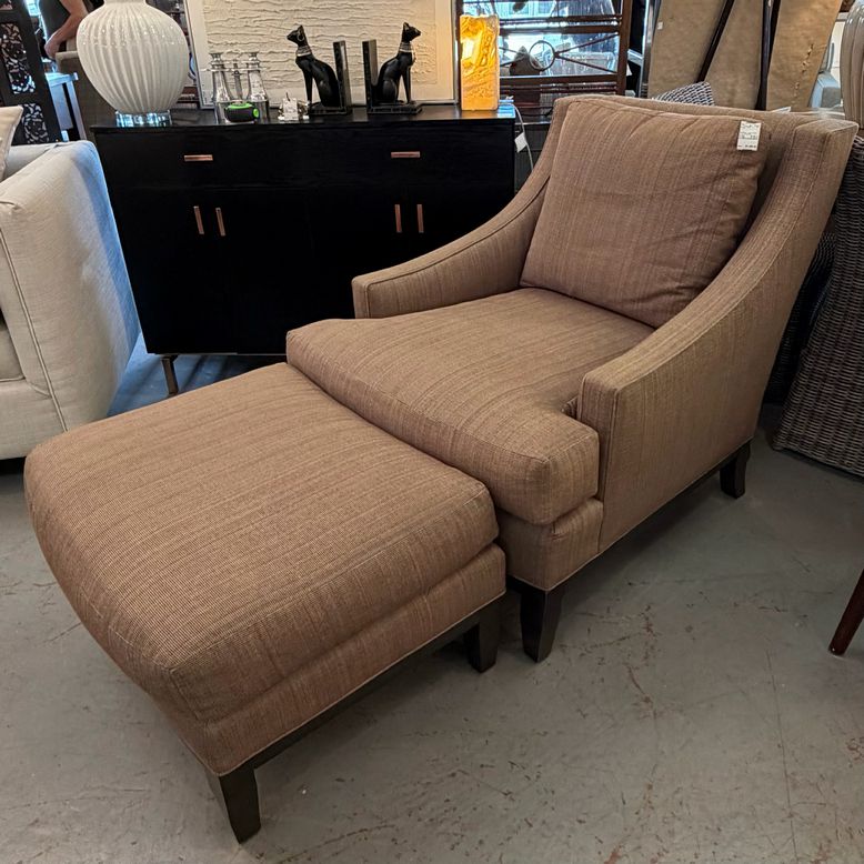 Kravet Mushroom Taupe Chair W/Ottoman 33x40x36