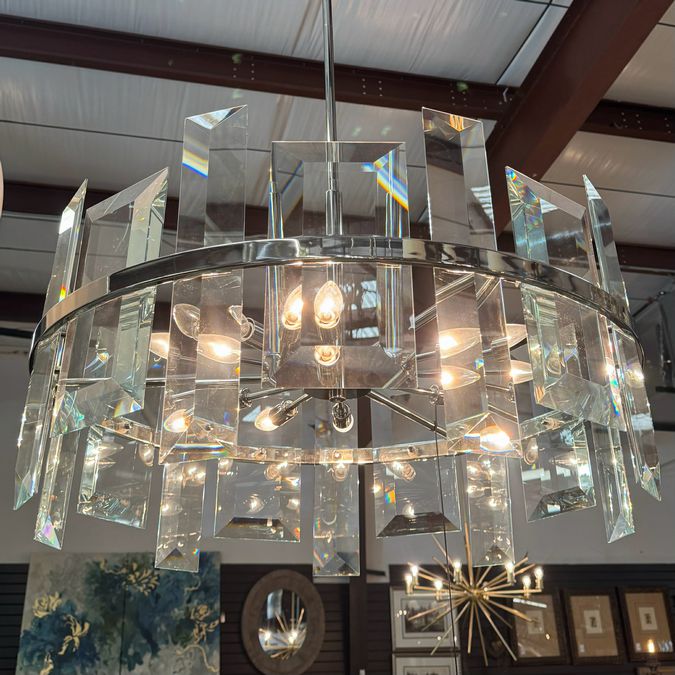 Frederick Raymond Odette 9-Lt Polished Nickel Chandelier 30x30x19.25