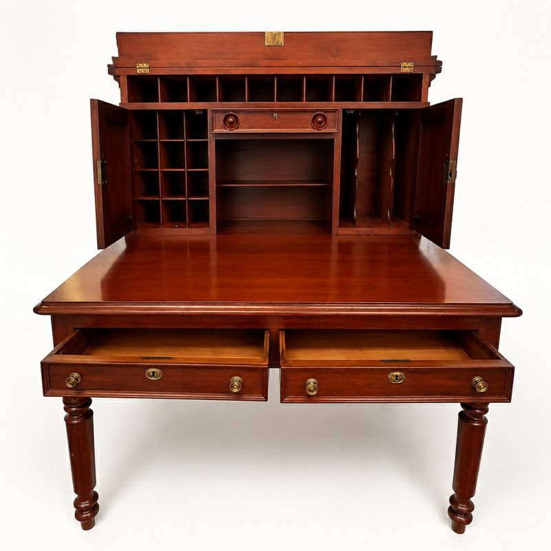 Vintage 2-Pc Writing Desk W/Hutch 48x33x57