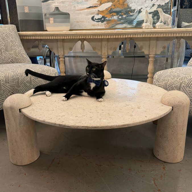 Travertine Postmodern Coffee Table NEW 38x38x13.5