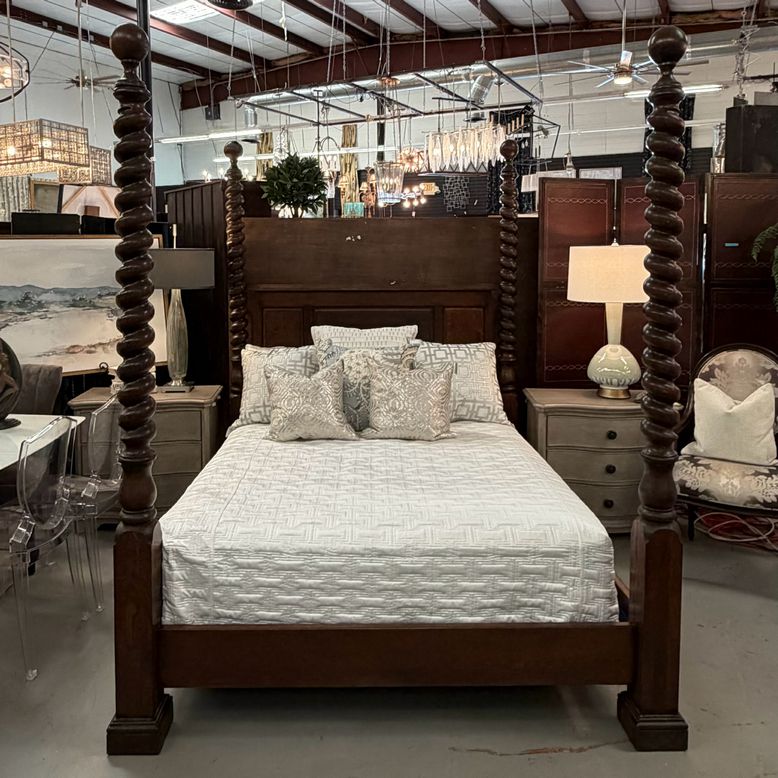 Henry Venables Queen 4-Poster Barley Twist Head/Footboard W/SRs, Slats 71.5x90.5