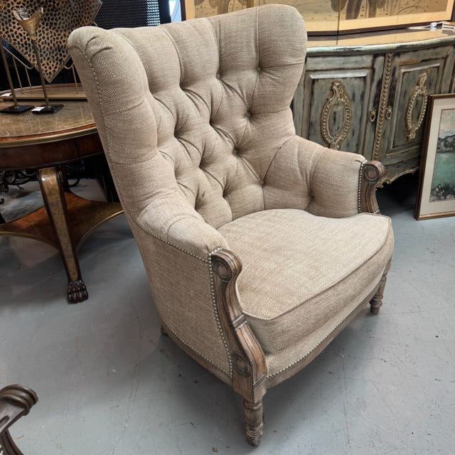 Mark Roberts Tufted Overstuffed Wingback Chair Set 35x35x44.5