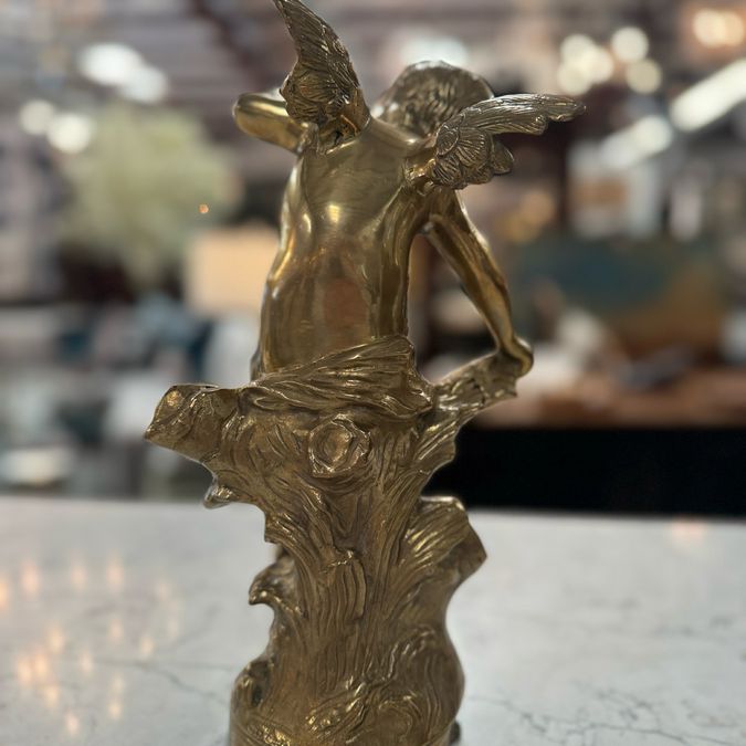 Brass Cherub/Angel W/Butterfly 11.5"H