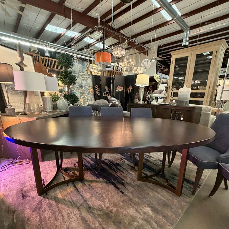 Arhaus Oval Recycled Hammered Metal Table W/Vertex Base 72"x42"x30"H