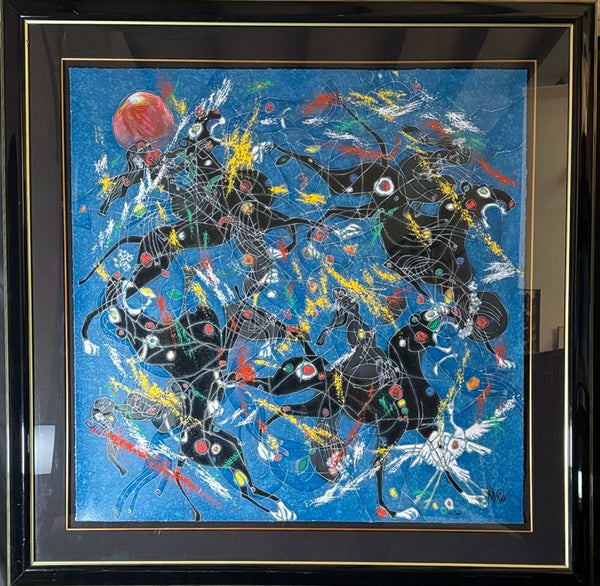 "Song of Panthers" S/N Seriograph by Jiang Tie Feng 40x40 (52x52 Framed)