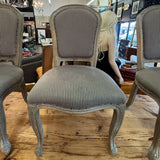 SET/6 Park Hill Grey Striped Lt Gray Washed Oak Chairs 21x22x39