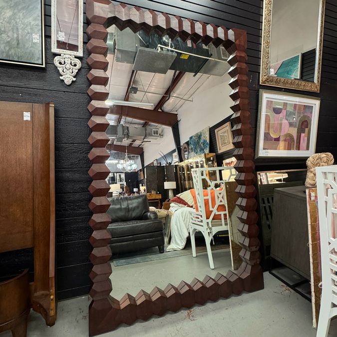 3-D Diamond Sculpted Solid Wood Floor Mirror 97.5"H x 60"W