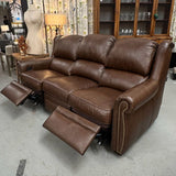 Bradington Young Burke Power Motion Brown Leather Sofa 87x40.5x41