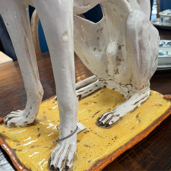 Mid Century Porcelain Whippet Sculpture 16.5x11x25.75