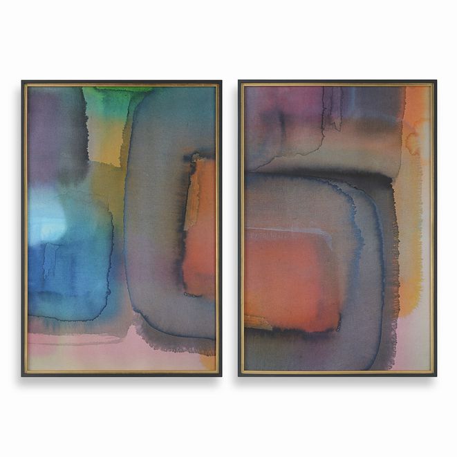 SET/2 Uttermost Prismatic Abstract Canvas Giclee' 34x2x50