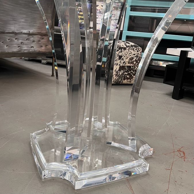 Clear Home Design Lucite & Glass Top Dining Table W/4 Electra Side Chairs 48"D