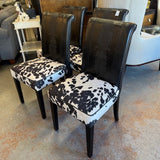 SET/4 Custom Black/White Ostrich & Cowhide Side Chairs 19x23x39