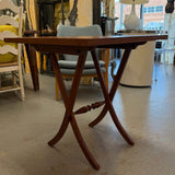 Vintage Folk Art Marquetry Inlaid Folding Table 27.5x27.5x28