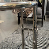 Tubular Steel Table in the Style of Eileen Gray 20"Dia X 21-26"H