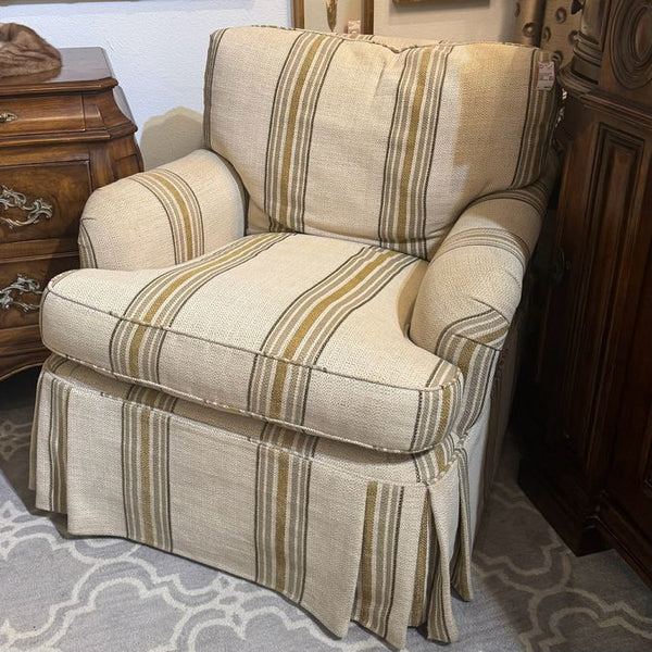 Sherrill Custom Reupholstered Striped Club Chair 34x43x34