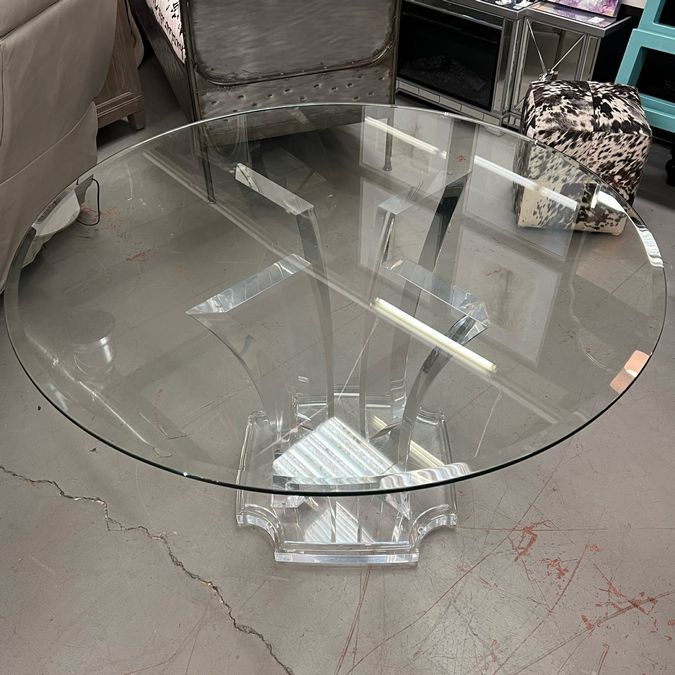 Clear Home Design Lucite & Glass Top Dining Table W/4 Electra Side Chairs 48"D