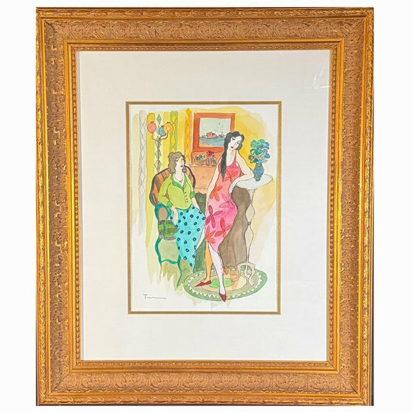 Original Signed "Untitled" Watercolor Painting by Tarkay W/COA 29"Hx24.5"W (16x1