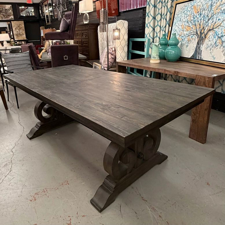 Gray Wood Dining Table 80x40x32 W/32" Stored Extension