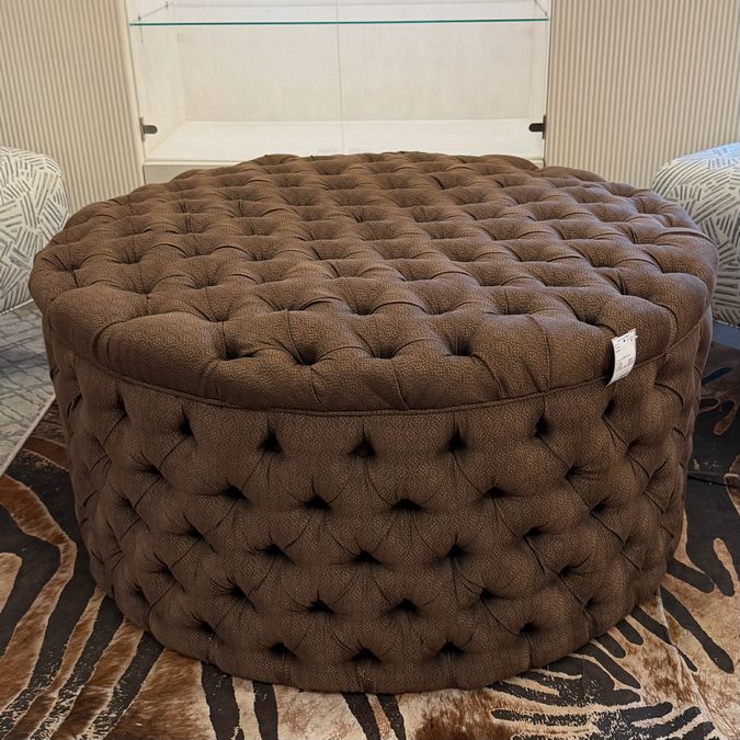 Custom Tufted Drum Ottoman 36x36x18