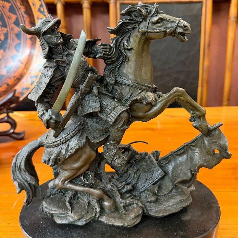Large Bronze Kamiko Asian Warrior Sculpture 10.5x5x11